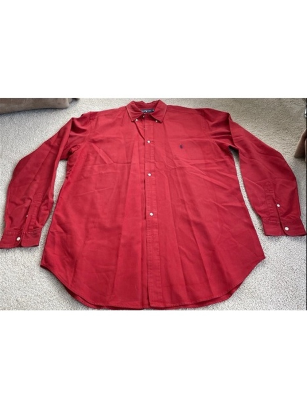 Vintage Ralph Lauren Classic Fit Shirt Red Cotton/Silk Size XLT
